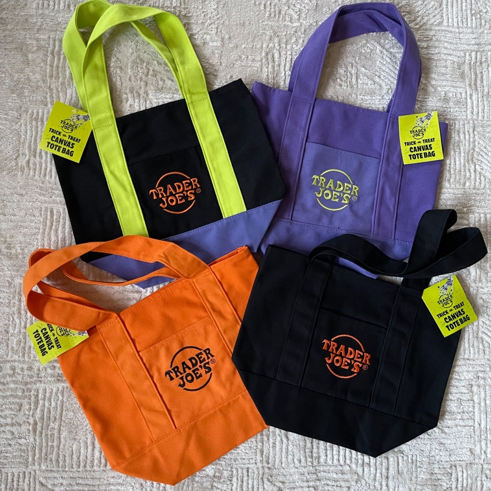 Traders Joes Halloween Tote Bags Set of 4